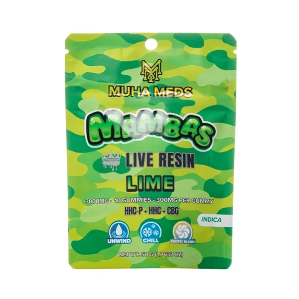 Lime-Indica-Muha-Meds-Gummies Gomitas Muha Meds Mambas 3000mg THC